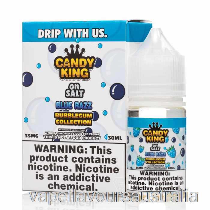 Vape Nicotine Australia Blue Razz Bubblegum Collection - Candy King On Salt - 30mL 50mg